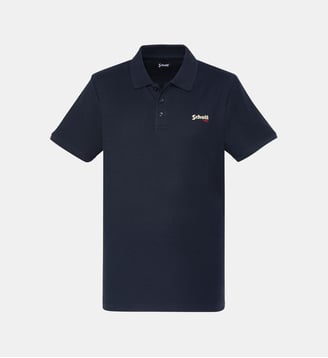 Polo azur en coton piqué - Schott - Marine