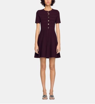 Robe courte en maille pointelle - Sandro - Marron