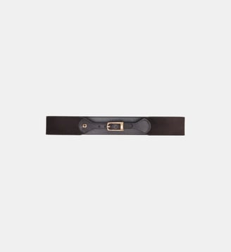 Ceinture corset mix suède et cuir - Maje - Marron foncé