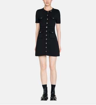 Robe courte en maille boutonnée - Sandro - Noir