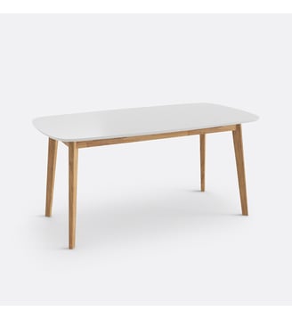 Table à manger, en chêne massif et laque, 6 couverts - La Redoute Interieurs - Blanc