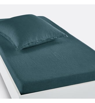 Drap housse enfant lin lavé, bonnet 30cm La Redoute Interieurs