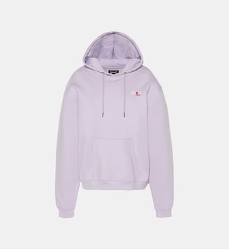 Sweatshirt à capuche avec broderie cur - Schott - Violet pastel
