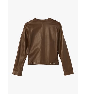 cardigan pression en cuir - Agnès b. - Marron tabac