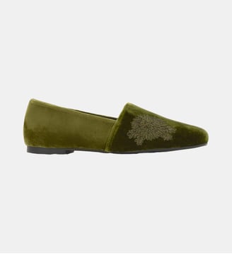 Slip on en velours brodé GISELE - Castaner - Olive green