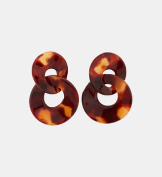 Boucles d'oreilles doubles cercles écailles - Balaboosté - Marron