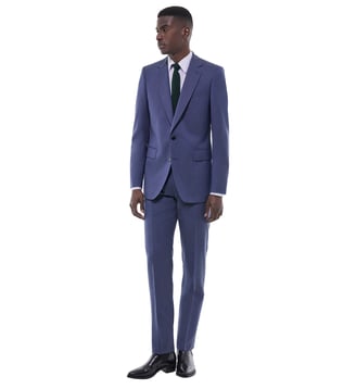 Costume ajusté en toile de laine - Fursac - Bleu gris
