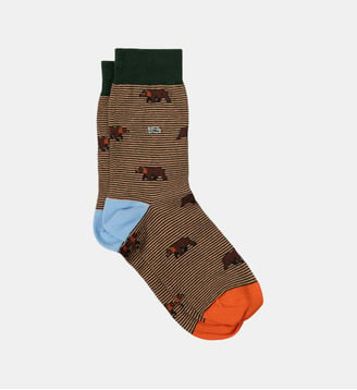 Chaussettes en coton peigné animaux - Billybelt - Marron clair et vert