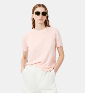 T-shirt Piqué fluide finitions festonnées - Lacoste - Rose