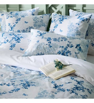 Taie d'oreiller percale de coton - Garnier Thiebaut - Bleu