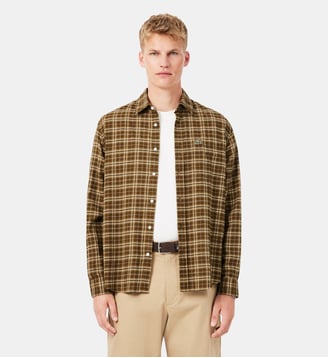 Chemise flanelle à carreaux regular fit - Lacoste - Marron et beige