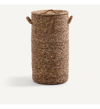 Panier à linge rond tressé en jacinthe d'eau - AM.PM - Naturel