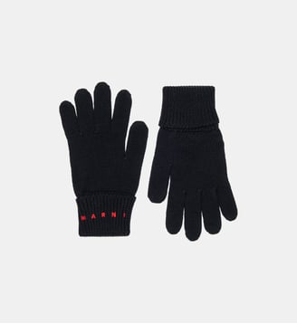 Gants en maille avec logo - Marni - Noir