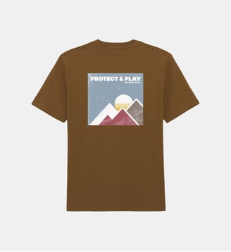 T-shirt manches courtes en coton printé - Serge Blanco - Marron