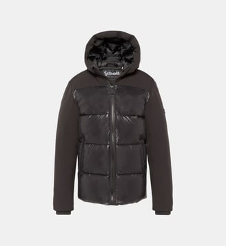 Blouson à capuche bi-matière enfant - Schott - Noir