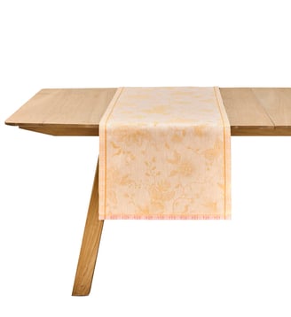 Chemin de table Été Indien 100% lin, longues fibres - Le Jacquard Francais - Abricot