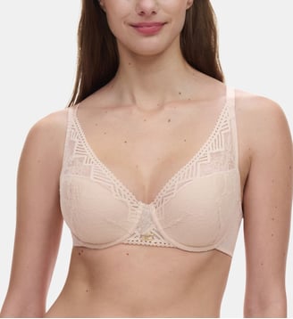 Soutien-gorge spacer plongeant en dentelle - Chantelle - Beige doré