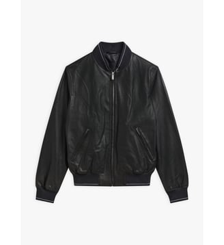 blouson Berny zippé en cuir d’agneau noir - Agnès b. - Noir