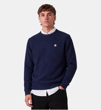 Pull Madani laine col rond - Serge Blanco - Bleu