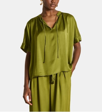 Blouse ample en satin encolure tunisienne La Fée Maraboutée