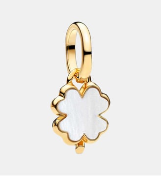 Charm Pendant Trèfle à Quatre Feuilles Blanc Doré - Pandora - Doré