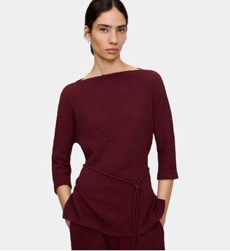 Top bouclé semi-ajusté avec ceinture - Adolfo Dominguez - Prune