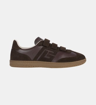 Baskets Balmain Swan en cuir lisse et suédé - Balmain - Marron foncé