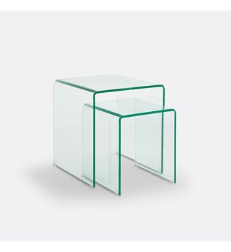 Lot de 2 bouts de canapé verre trempé - La Redoute Interieurs - Transparent