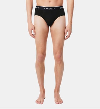 Lot de 3 slips coton uni siglés - Lacoste - Noir