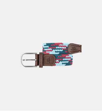 Ceinture tressée élastique Vancouver - Billybelt - Bleu clair, vert et rouge