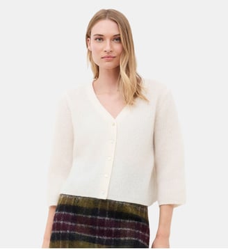 Gilet mterrie - Motif uni - Mohair rms - Caroll - Écru