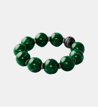 Bracelet avec résine verte, cristaux et motifs sphériques - Aristocrazy - Argenté
