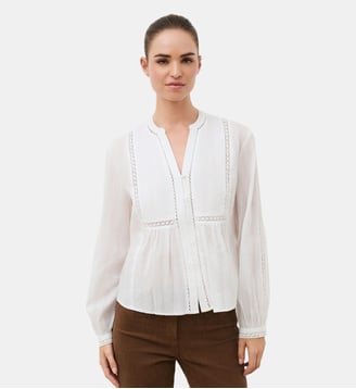 Chemise cmarina - Motif uni - Coton - Caroll - Écru