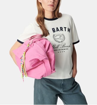 Tee-shirt col rond coton bio à message - Ikks - Off white