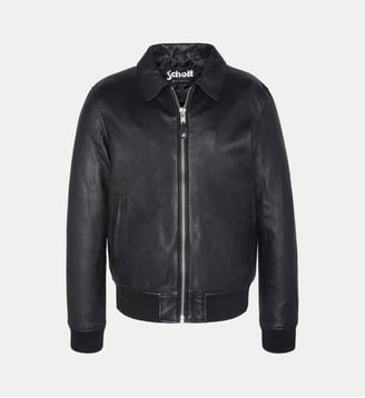 Blouson casual, cuir d'agneau - Schott - Noir