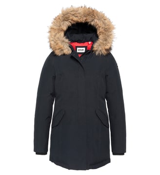 Parka à capuche bordée de fausse fourrure - Schott - Bleu marine