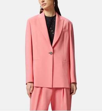 Blazer droit en cady avec bouton bijou - Pinko - Corail