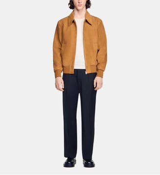Blouson en cuir de chèvre - Sandro - Cognac