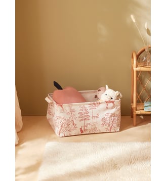 Bac de rangement rectangle esprit toile de Jouy - Cyrillus - Rose