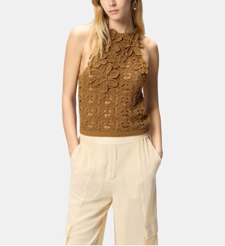 Haut effet crochet avec fleurs appliquées Pinko