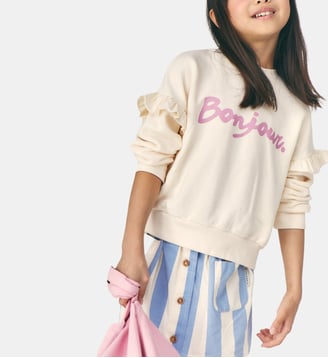 Sweatshirt Bonjour - Mipounet - Écru