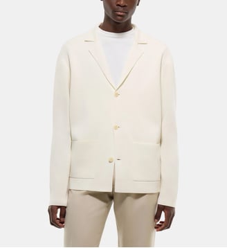 Cardigan col tailleur en laine et coton - Fursac - Écru