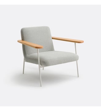 Fauteuil accoudoirs chêne massif, et tissu - La Redoute Interieurs - Vert clair