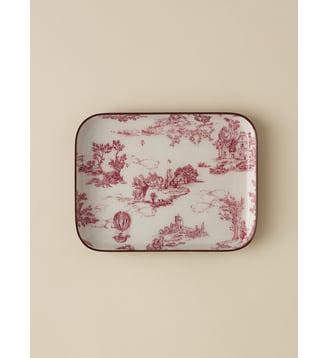 Plateau émaillé esprit toile de Jouy - Petit modèle - Cyrillus - Jouy bordeaux
