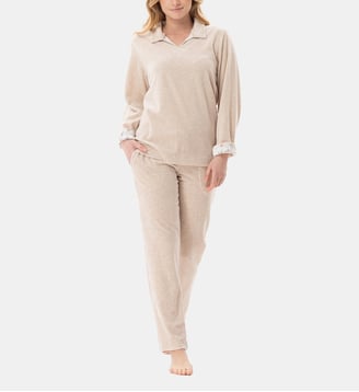 Pyjama en velours KELLY 124 - Lingerie Le Chat - Beige
