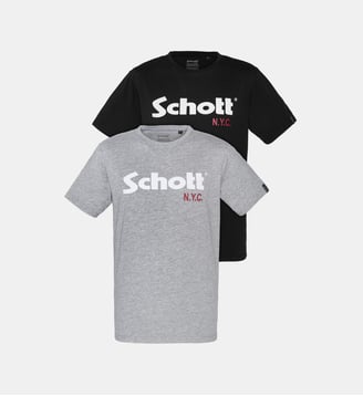 Pack de 2 t-shirts ras du cou - Schott - Noir et gris