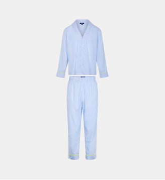 Pyjama chemise-pantalon en coton - Honfleur - Gili's - Bleu ciel