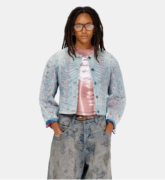 Veste en denim microstone devoré - Diesel - Bleu clair