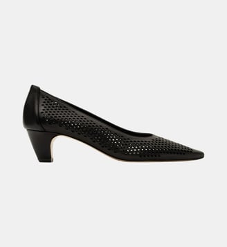 Amo - Escarpins En Cuir Nappa Perforé Noir - Parallèle - Noir