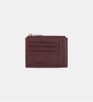 Porte-cartes zippé cuir  - Lancaster - Bordeaux